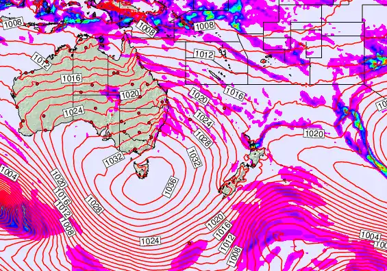 South West Pacific forecast chart for Tuesday, May 12th, 2026 at 6:00 AM