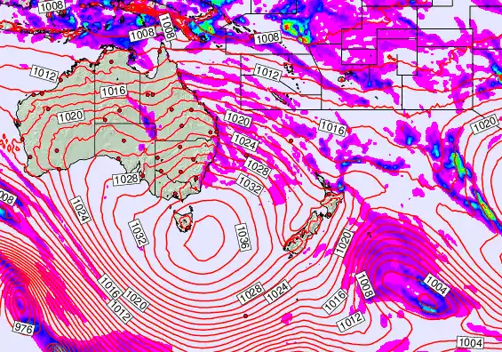 South West Pacific forecast chart for Tuesday, May 12th, 2026 at 6:00 PM