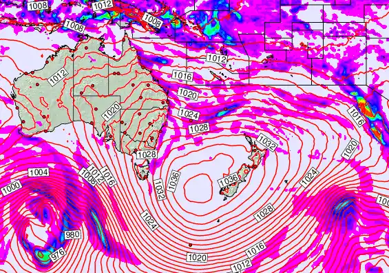 South West Pacific forecast chart for Thursday, May 14th, 2026 at 6:00 PM