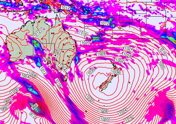 South West Pacific forecast chart for Saturday, May 16th, 2026 at 12:00 AM
