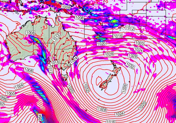 South West Pacific forecast chart for Saturday, May 16th, 2026 at 6:00 AM