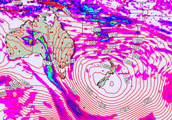 South West Pacific forecast chart for Saturday, May 16th, 2026 at 6:00 PM