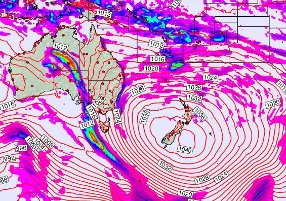 South West Pacific forecast chart for Sunday, May 17th, 2026 at 12:00 AM