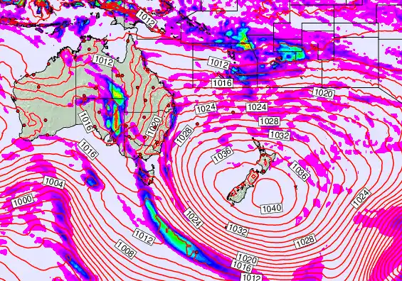 South West Pacific forecast chart for Sunday, May 17th, 2026 at 12:00 PM