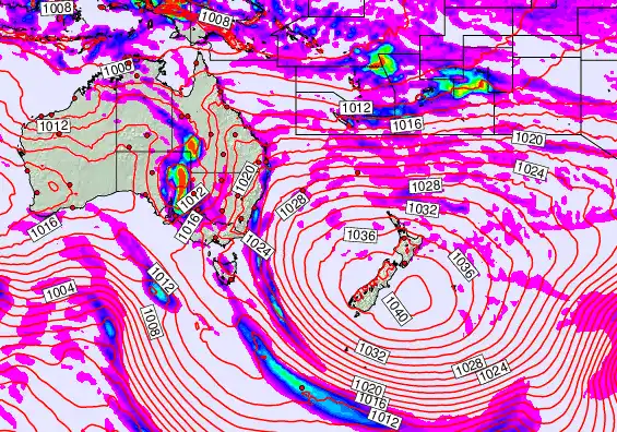 South West Pacific forecast chart for Sunday, May 17th, 2026 at 6:00 PM