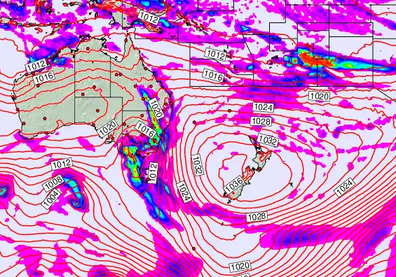 South West Pacific forecast chart for Tuesday, May 19th, 2026 at 12:00 AM