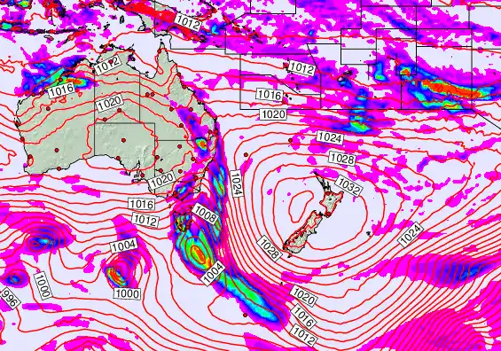 South West Pacific forecast chart for Tuesday, May 19th, 2026 at 12:00 PM