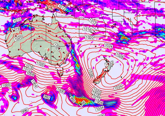 South West Pacific forecast chart for Wednesday, May 20th, 2026 at 12:00 AM