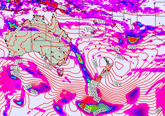 South West Pacific forecast chart for Wednesday, May 20th, 2026 at 12:00 PM