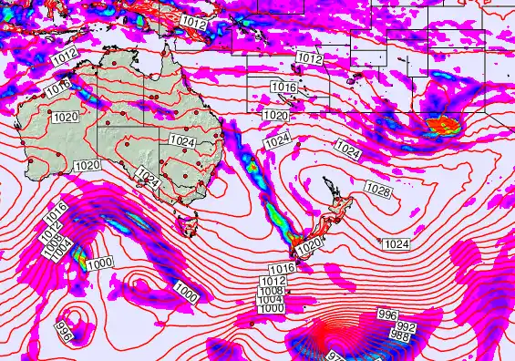 South West Pacific forecast chart for Thursday, May 21st, 2026 at 12:00 AM