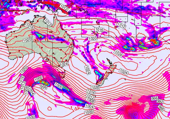 South West Pacific forecast chart for Thursday, May 21st, 2026 at 12:00 PM