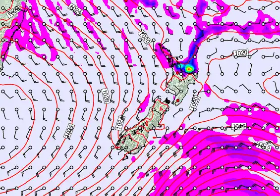 New Zealand forecast chart for Tuesday, May 12th, 2026 at 6:00 AM