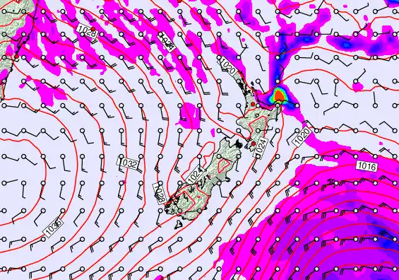 New Zealand forecast chart for Tuesday, May 12th, 2026 at 12:00 PM