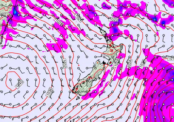 New Zealand forecast chart for Wednesday, May 13th, 2026 at 12:00 AM
