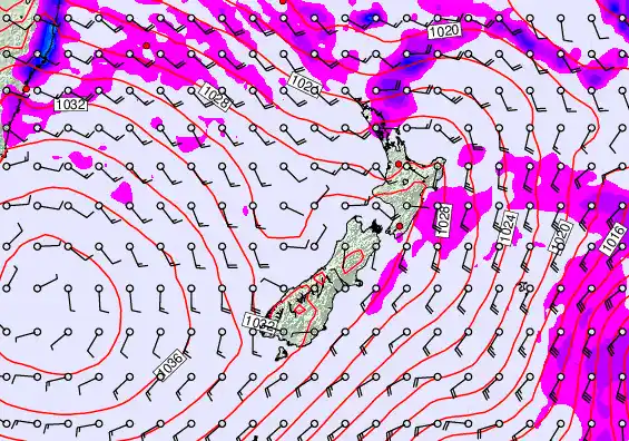 New Zealand forecast chart for Wednesday, May 13th, 2026 at 6:00 AM