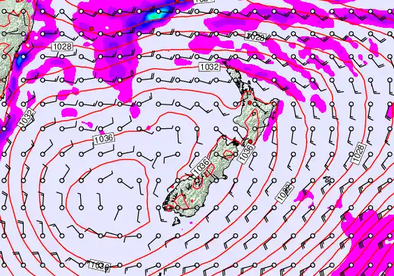 New Zealand forecast chart for Thursday, May 14th, 2026 at 6:00 PM