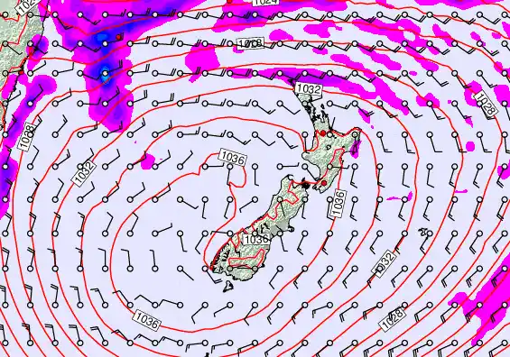 New Zealand forecast chart for Friday, May 15th, 2026 at 6:00 AM