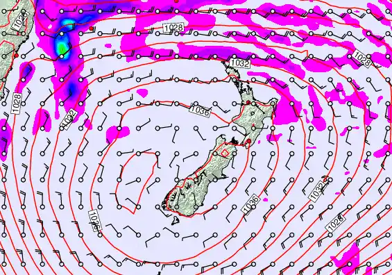 New Zealand forecast chart for Friday, May 15th, 2026 at 12:00 PM