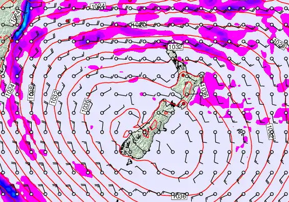 New Zealand forecast chart for Saturday, May 16th, 2026 at 6:00 PM