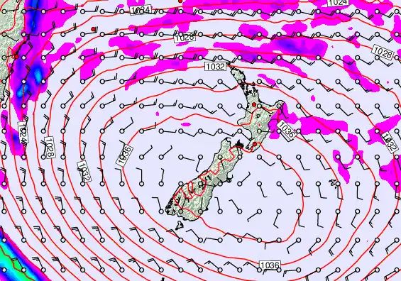 New Zealand forecast chart for Sunday, May 17th, 2026 at 6:00 AM