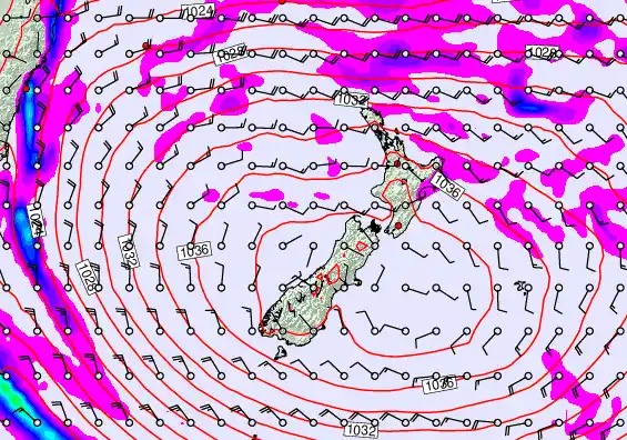 New Zealand forecast chart for Sunday, May 17th, 2026 at 6:00 PM