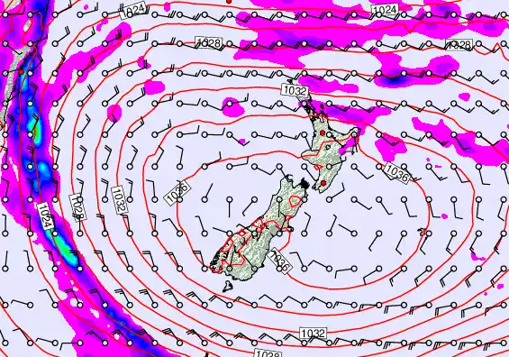 New Zealand forecast chart for Monday, May 18th, 2026 at 6:00 AM