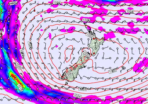 New Zealand forecast chart for Tuesday, May 19th, 2026 at 6:00 AM