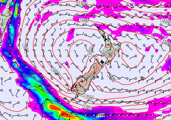 New Zealand forecast chart for Tuesday, May 19th, 2026 at 6:00 PM