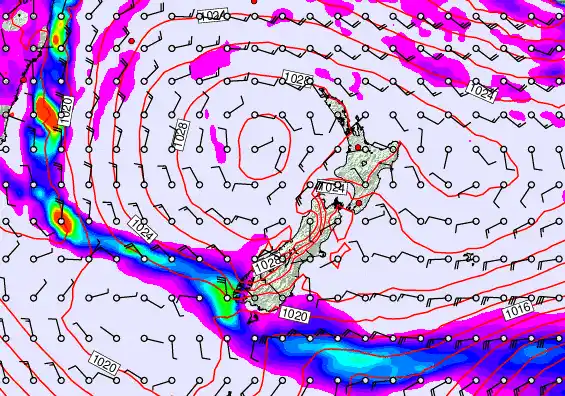 New Zealand forecast chart for Wednesday, May 20th, 2026 at 6:00 AM