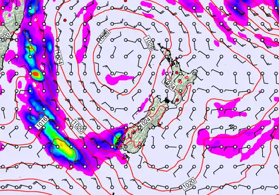 New Zealand forecast chart for Thursday, May 21st, 2026 at 12:00 AM