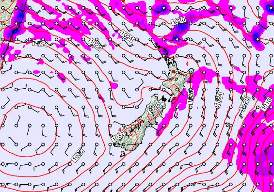 New Zealand forecast chart for Wednesday, May 13th, 2026 at 6:00 AM