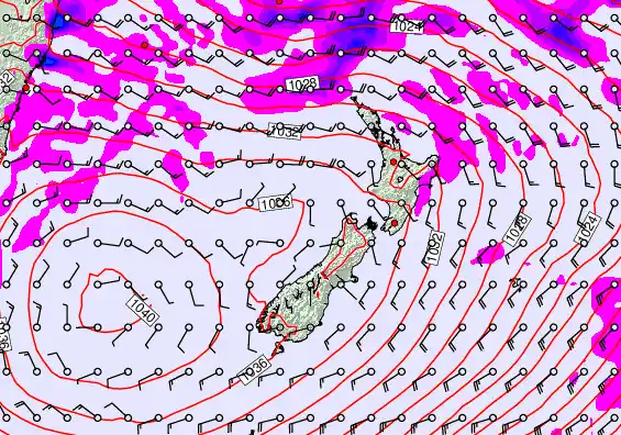 New Zealand forecast chart for Thursday, May 14th, 2026 at 12:00 AM