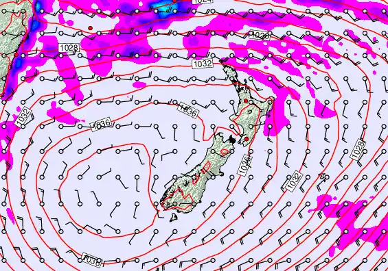 New Zealand forecast chart for Thursday, May 14th, 2026 at 6:00 PM