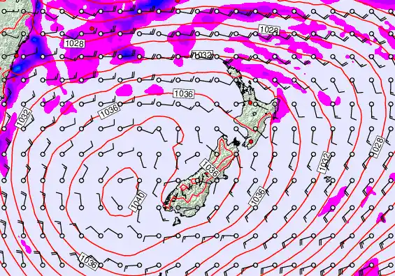 New Zealand forecast chart for Friday, May 15th, 2026 at 12:00 AM