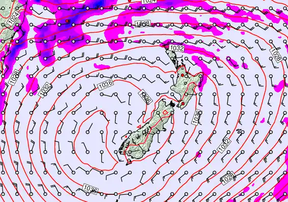 New Zealand forecast chart for Friday, May 15th, 2026 at 6:00 AM