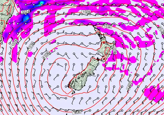 New Zealand forecast chart for Friday, May 15th, 2026 at 6:00 PM