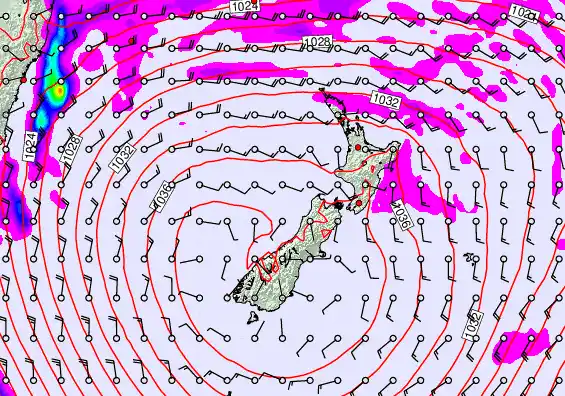 New Zealand forecast chart for Saturday, May 16th, 2026 at 6:00 AM