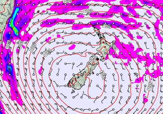 New Zealand forecast chart for Saturday, May 16th, 2026 at 6:00 PM