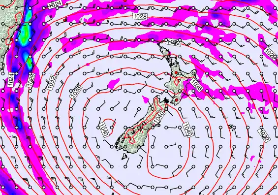 New Zealand forecast chart for Sunday, May 17th, 2026 at 12:00 AM