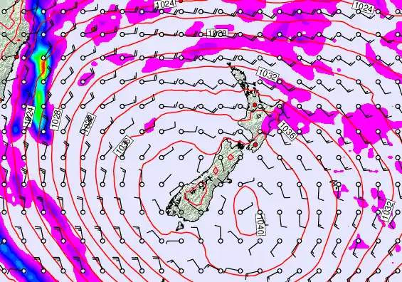 New Zealand forecast chart for Sunday, May 17th, 2026 at 6:00 AM