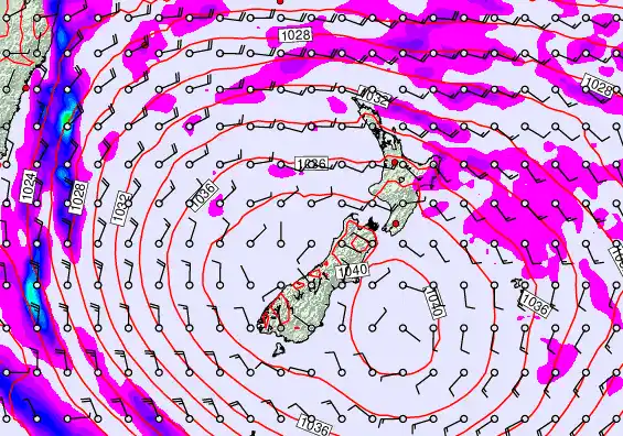 New Zealand forecast chart for Sunday, May 17th, 2026 at 12:00 PM