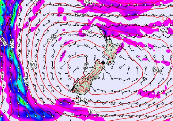 New Zealand forecast chart for Tuesday, May 19th, 2026 at 12:00 AM