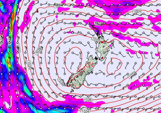 New Zealand forecast chart for Tuesday, May 19th, 2026 at 6:00 AM
