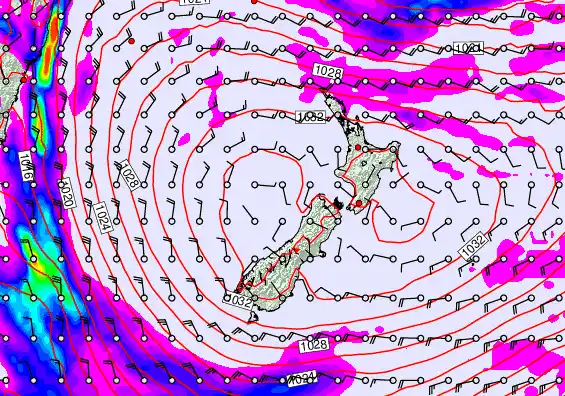 New Zealand forecast chart for Tuesday, May 19th, 2026 at 12:00 PM