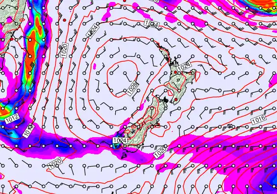 New Zealand forecast chart for Thursday, May 21st, 2026 at 6:00 AM