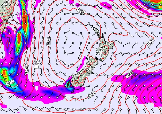 New Zealand forecast chart for Thursday, May 21st, 2026 at 12:00 PM