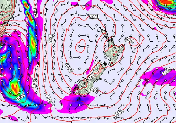 New Zealand forecast chart for Thursday, May 21st, 2026 at 6:00 PM