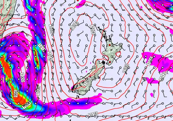 New Zealand forecast chart for Friday, May 22nd, 2026 at 12:00 AM