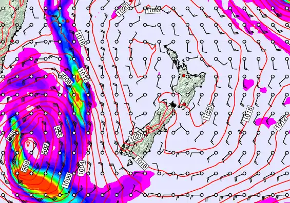 New Zealand forecast chart for Friday, May 22nd, 2026 at 6:00 AM