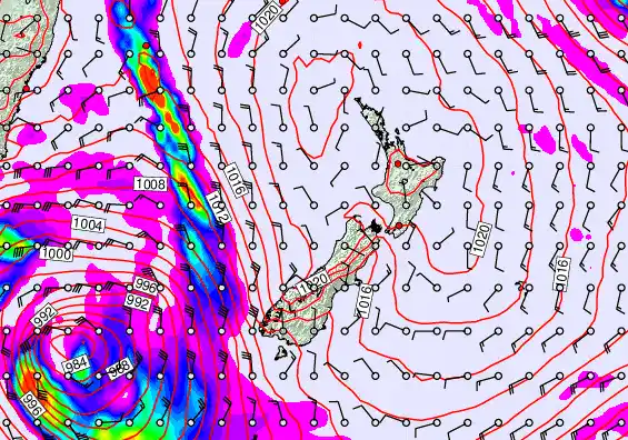 New Zealand forecast chart for Friday, May 22nd, 2026 at 12:00 PM